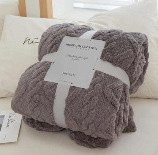 Plush Cable-Knit Throw