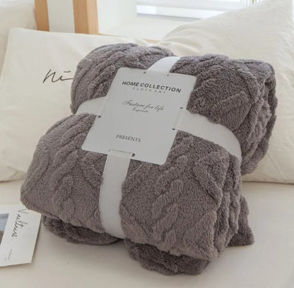 Plush Cable-Knit Throw