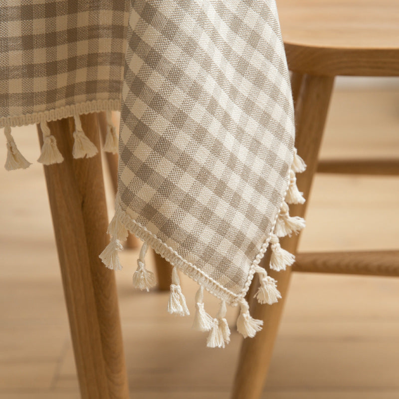 Cotton-Linen Tassel Tablecloth