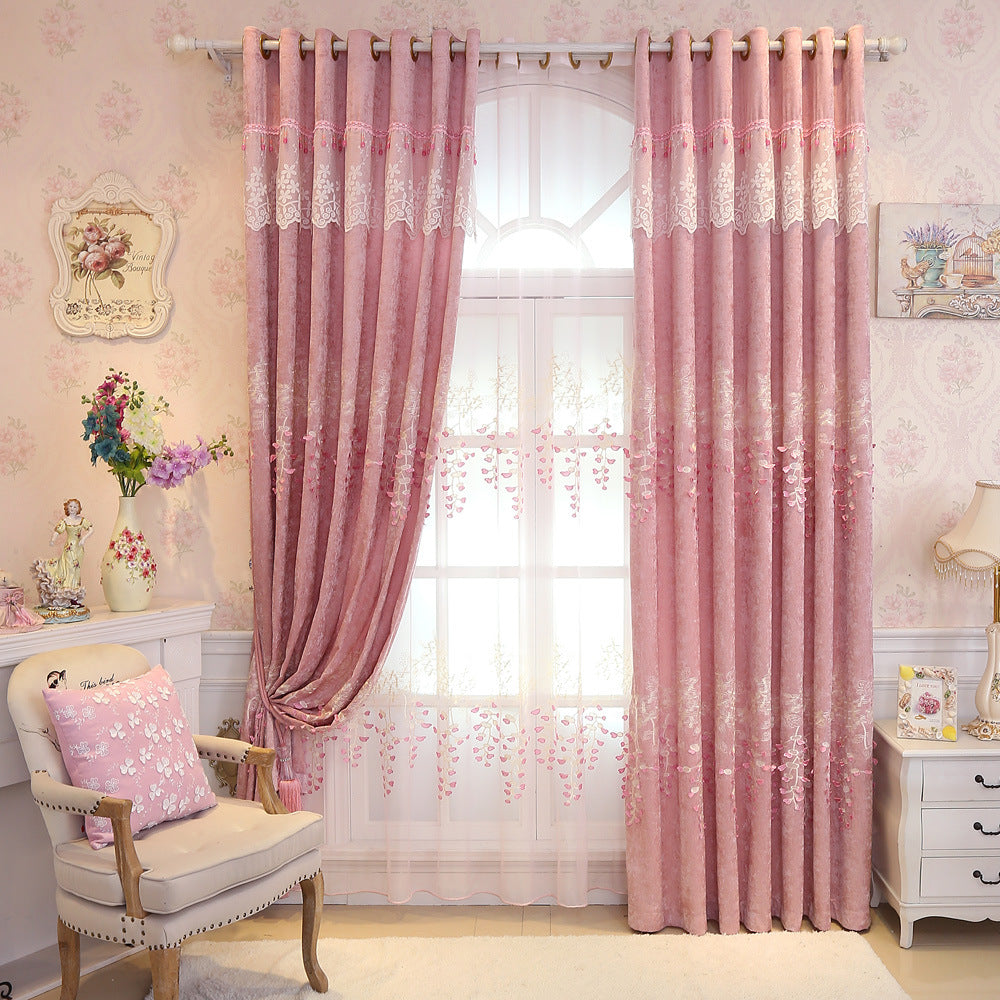 Embroidered Chenille Curtain for Living Room and Bedroom