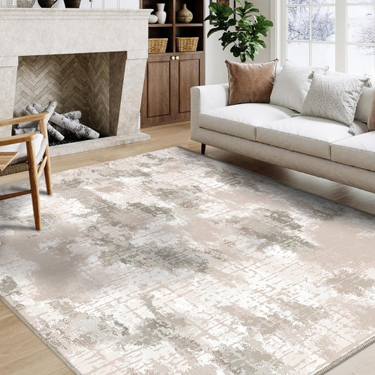 QD-Udreamy 5x7 Area Rugs - Machine Washable Area Rugs 5x7 for Living Room Soft Washable Rugs 5x7 Non-Slip Washable Area Rug Stain Resistant Abstract Low Pile Thin Washable Rug 5x7