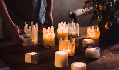 Selenite Cube Tealight Holder