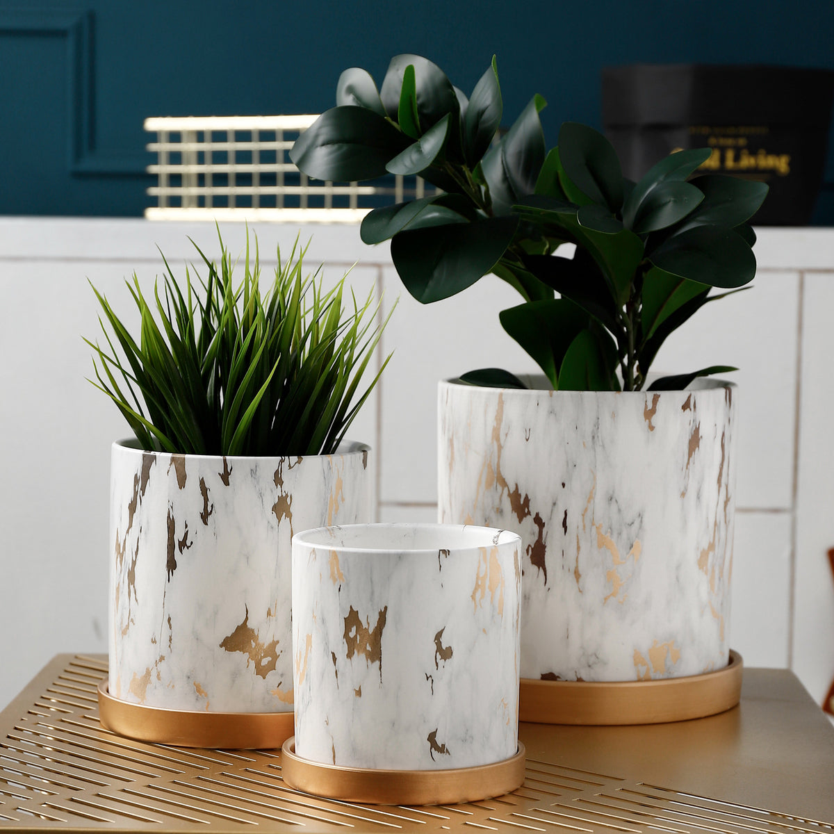 Aurelia Marbled Ceramic Planter