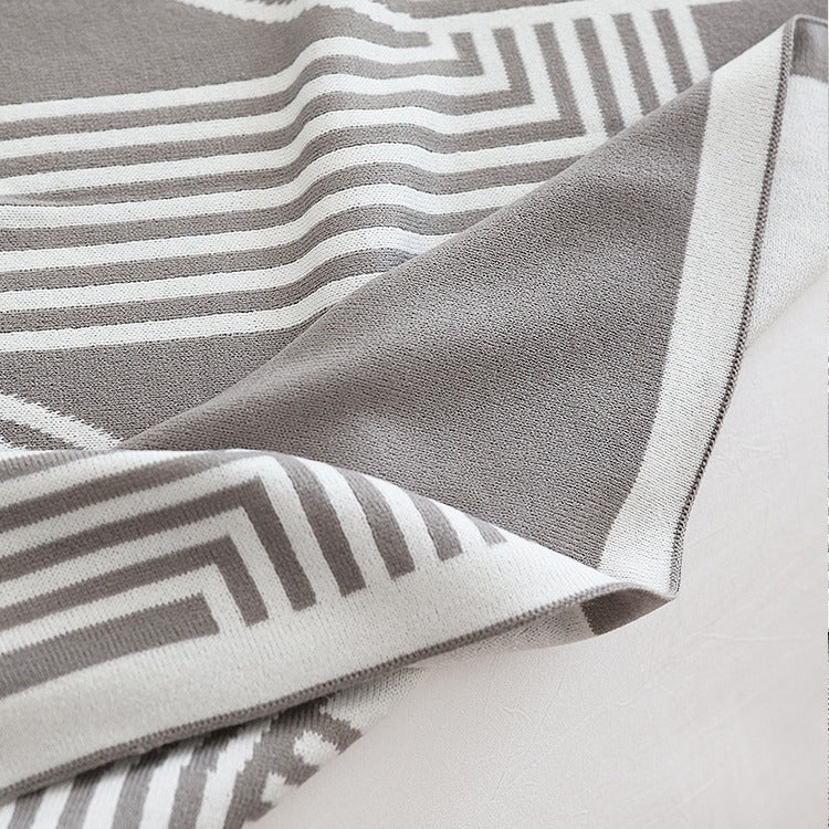 Nordic Geometric Minimalist Knitted Summer Blanket