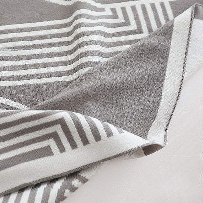 Nordic Geometric Minimalist Knitted Summer Blanket