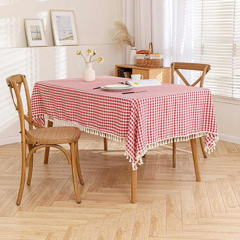 Cotton-Linen Tassel Tablecloth