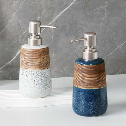 Wood-Accent Resin Soap Dispenser