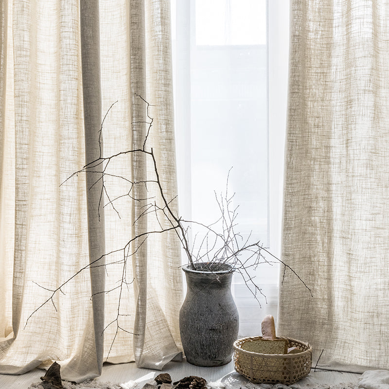 Modern Sheer Linen Curtain for Balcony - Semi-Blackout