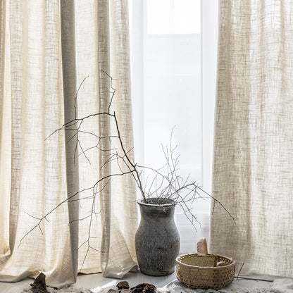 Modern Sheer Linen Curtain for Balcony - Semi-Blackout