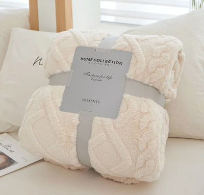 Plush Cable-Knit Throw