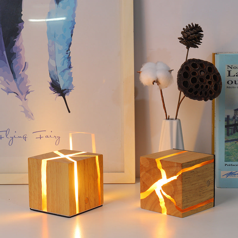 LED Table Lamp with Wooden Charging Creative Design