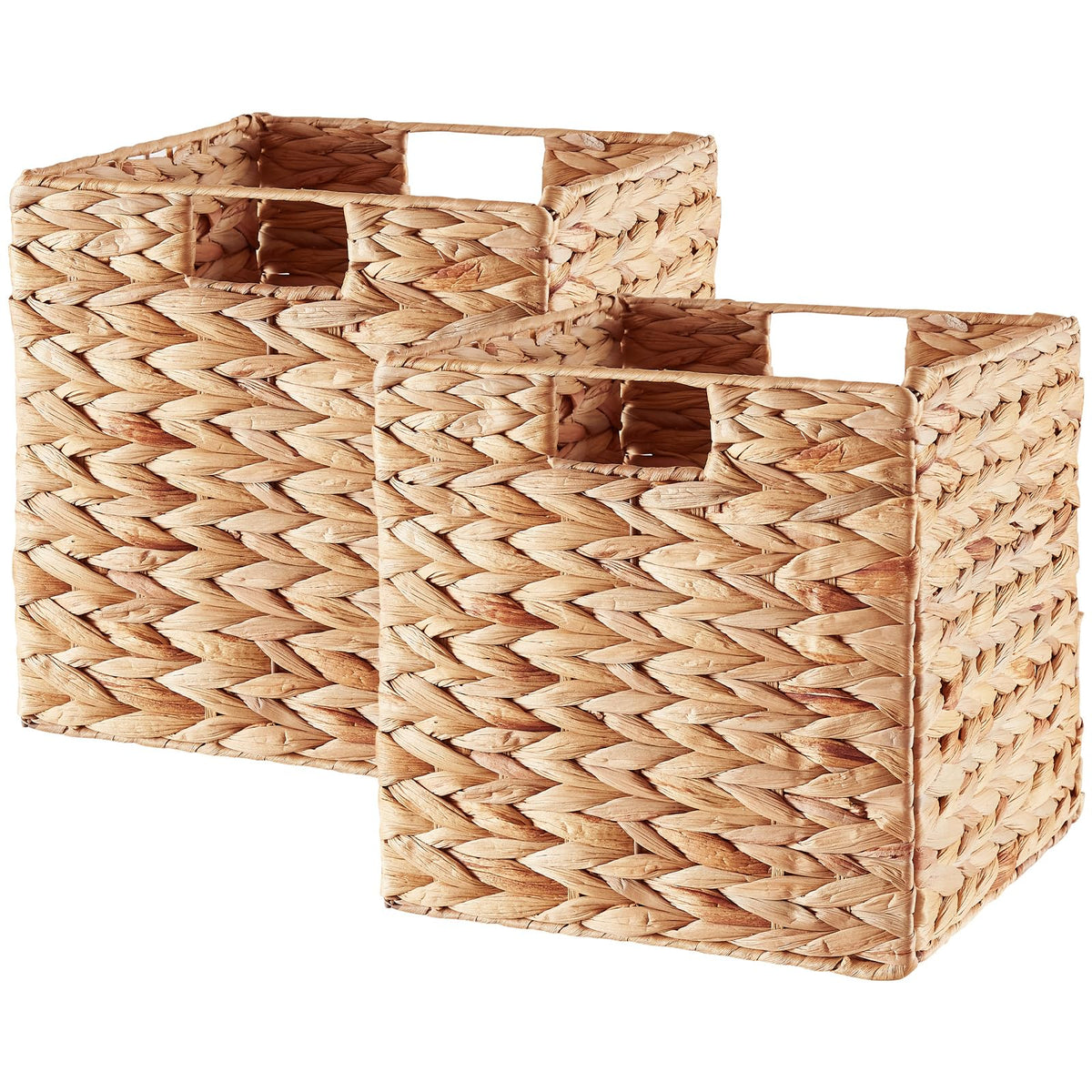 Water Hyacinth Storage Basket Set of 2 — 9"×9"×9"