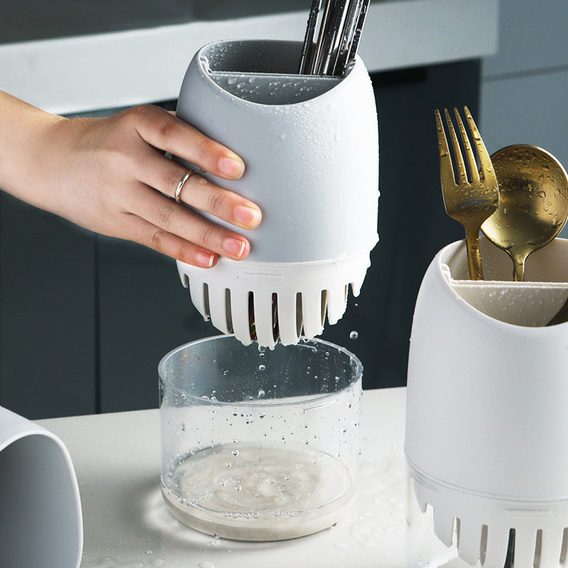 Japanese Minimalist Double-Compartment Cutlery Holder
