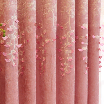 Embroidered Chenille Curtain for Living Room and Bedroom