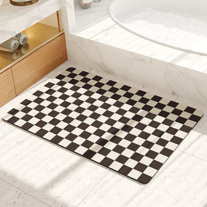 Diatomaceous Clay Chessboard Bath Mat, Quick Drying