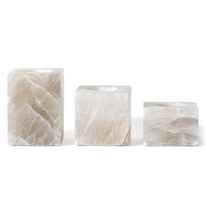 Selenite Cube Tealight Holder