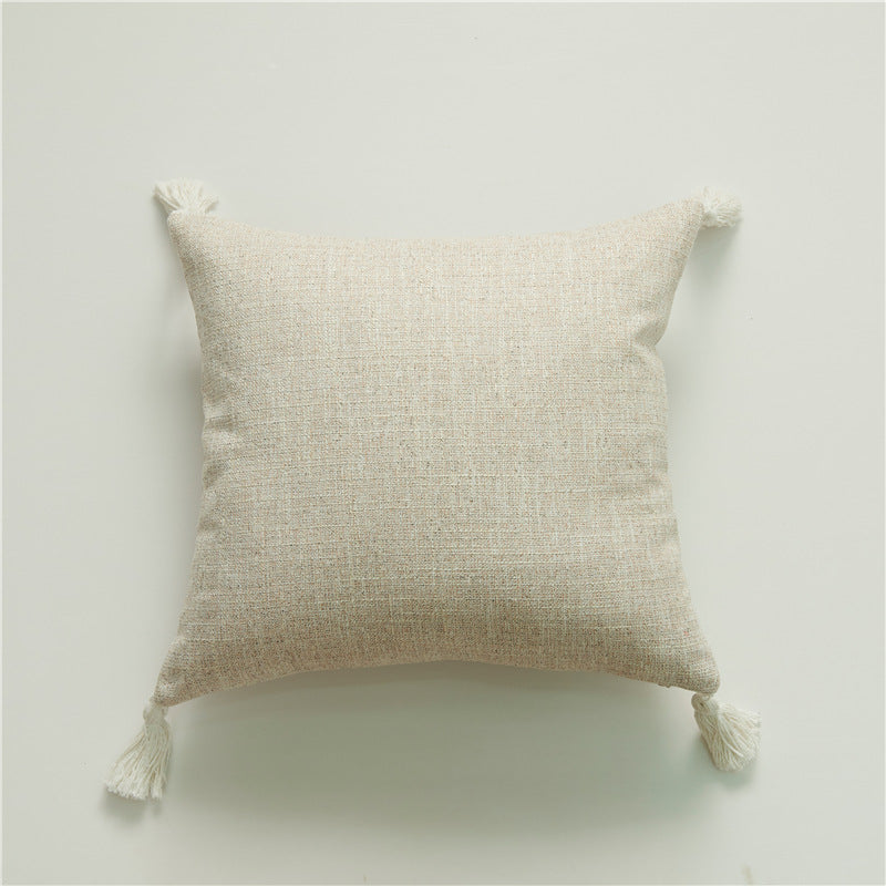 Linen Tassel Pillow Cover