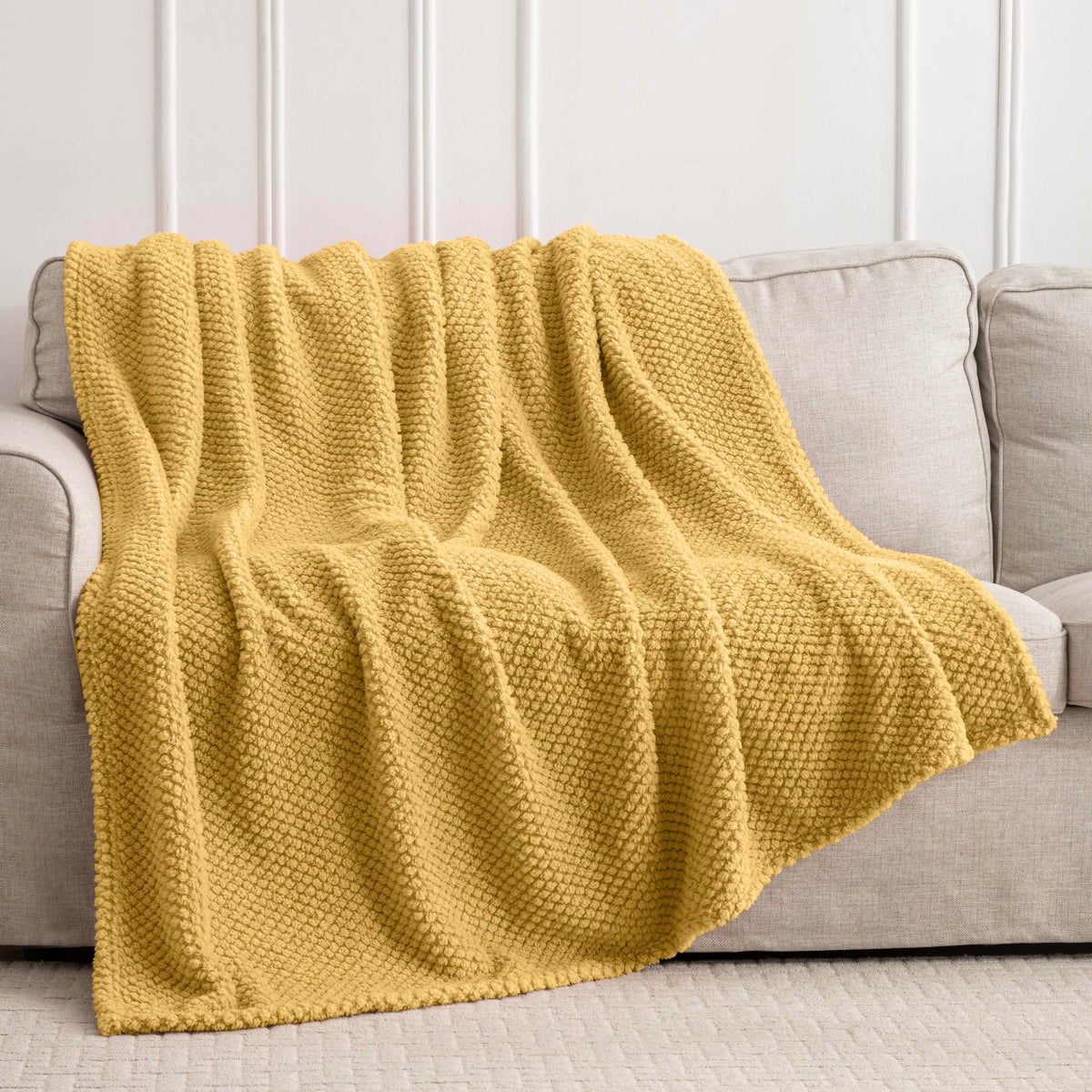 Mustard Fleece Throw Blanket 40"×50"