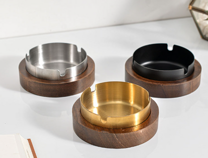 Walnut & Stainless Steel Covered Ashtray/Coaster (Single)