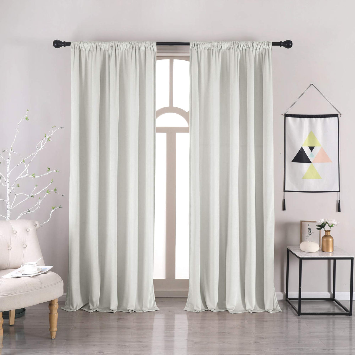 Velvet Blackout Curtains — Bleach White, 52"×96", Set of 2