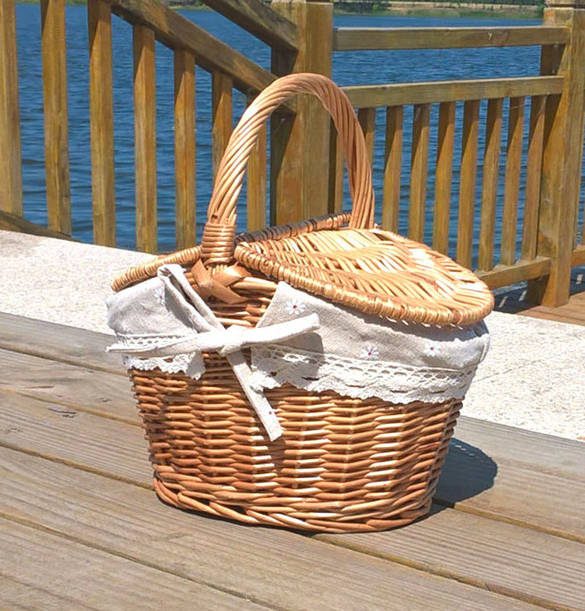 Lined Woven Picnic Basket