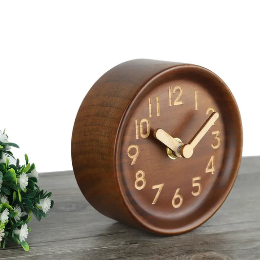 Round Wood Table Clock