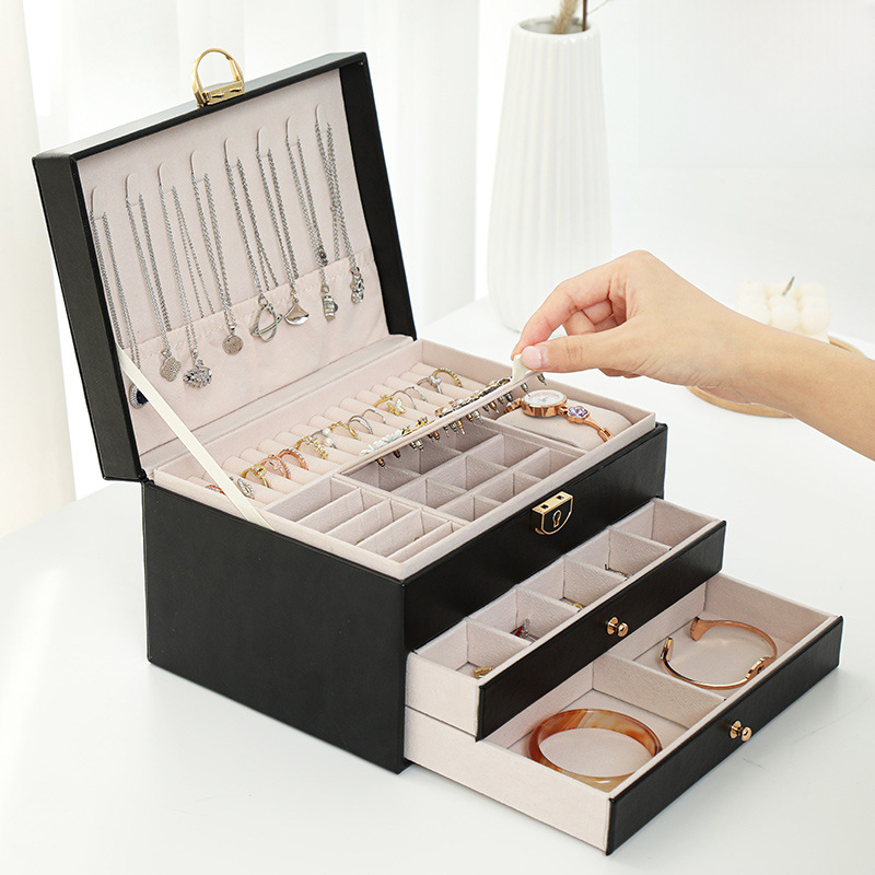 Quilted Three-Tier Jewelry Chest