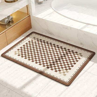 Diatomaceous Clay Chessboard Bath Mat, Quick Drying