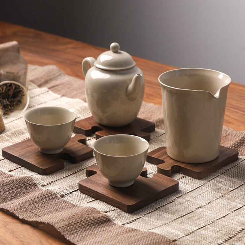 Walnut Wood Coaster Set for Tea Cups and Mugs