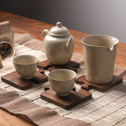 Walnut Wood Coaster Set for Tea Cups and Mugs