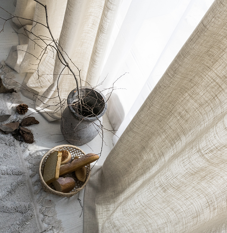 Modern Sheer Linen Curtain for Balcony - Semi-Blackout