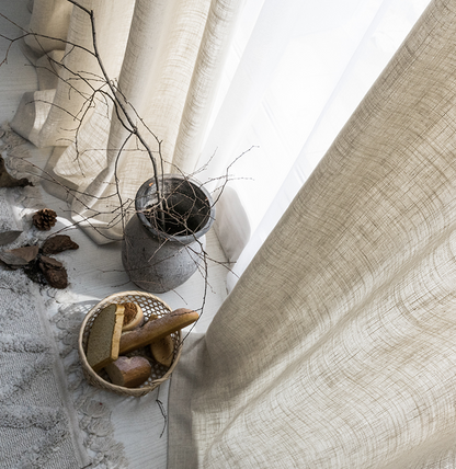 Modern Sheer Linen Curtain for Balcony - Semi-Blackout