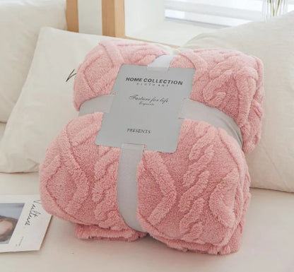 Plush Cable-Knit Throw