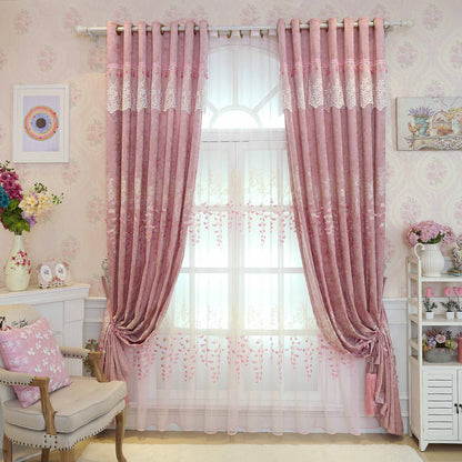 Embroidered Chenille Curtain for Living Room and Bedroom