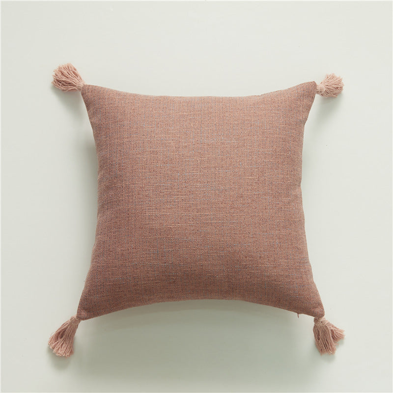 Linen Tassel Pillow Cover