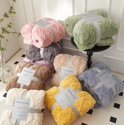 Plush Cable-Knit Throw