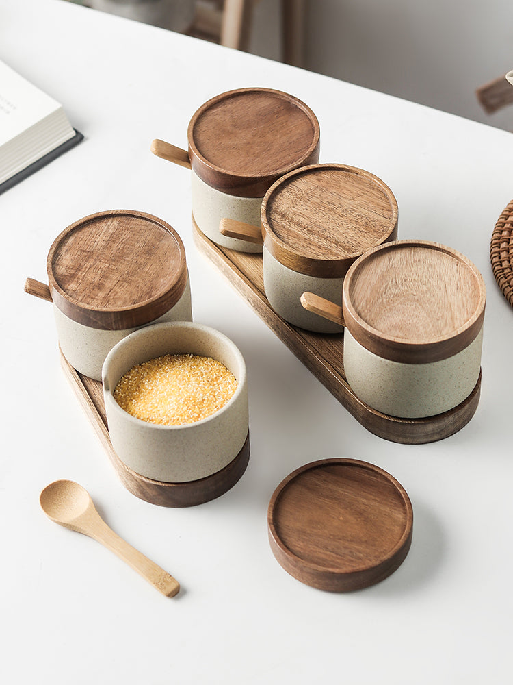 Speckled Ceramic Seasoning Jar Set