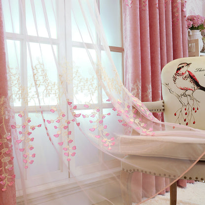 Embroidered Chenille Curtain for Living Room and Bedroom