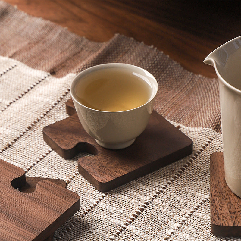 Walnut Wood Coaster Set for Tea Cups and Mugs