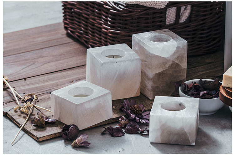 Selenite Cube Tealight Holder