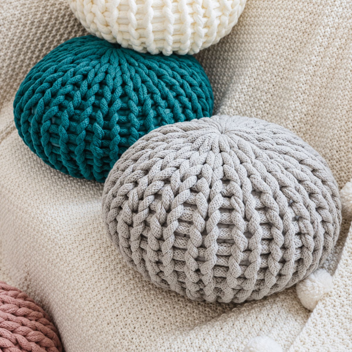 Chunky Knit Round Cushion