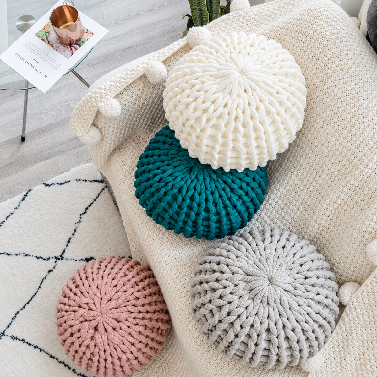 Chunky Knit Round Cushion