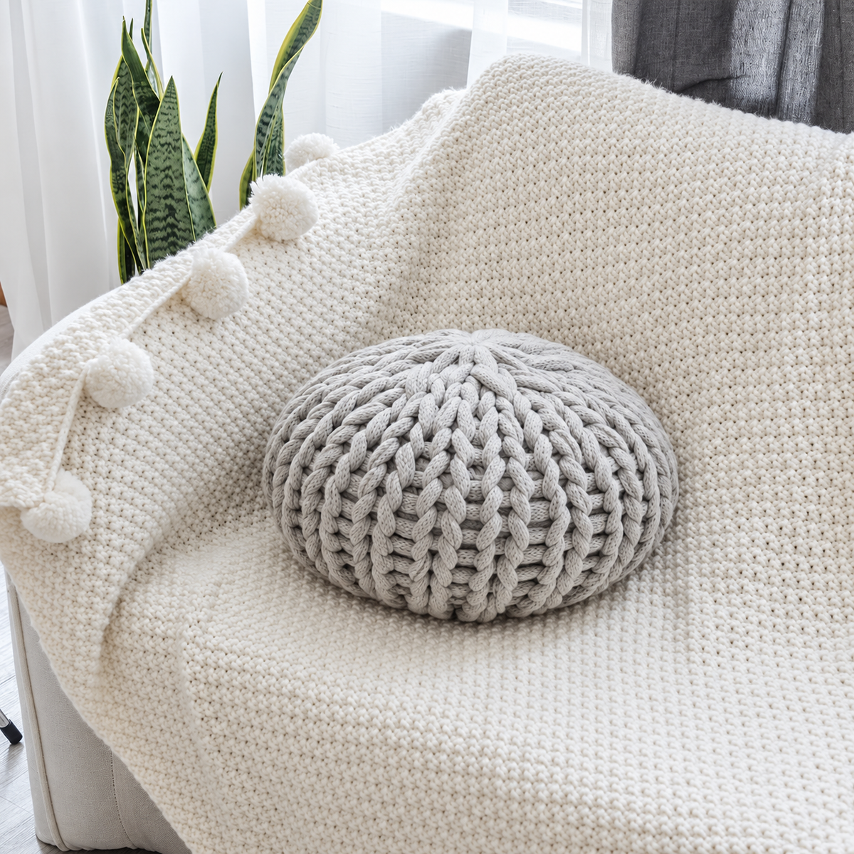 Chunky Knit Round Cushion