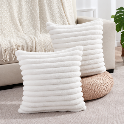 Ribbed Faux-Fur Pillow Cover