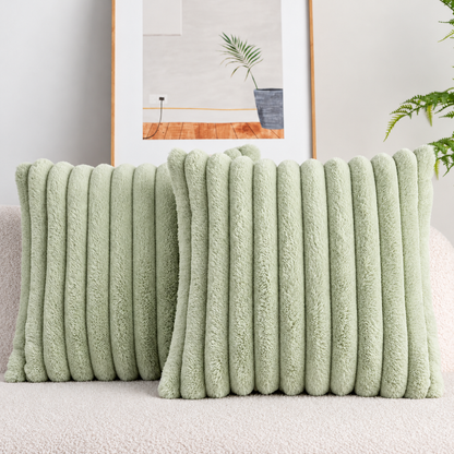 Ribbed Faux-Fur Pillow Cover