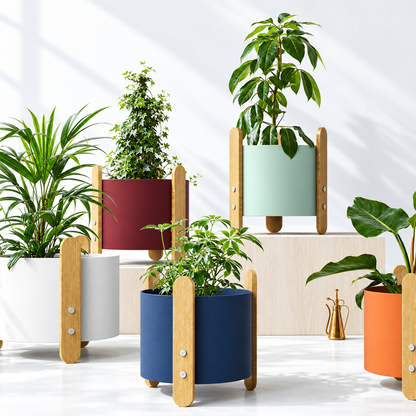 Raised Iron & Wood Planter