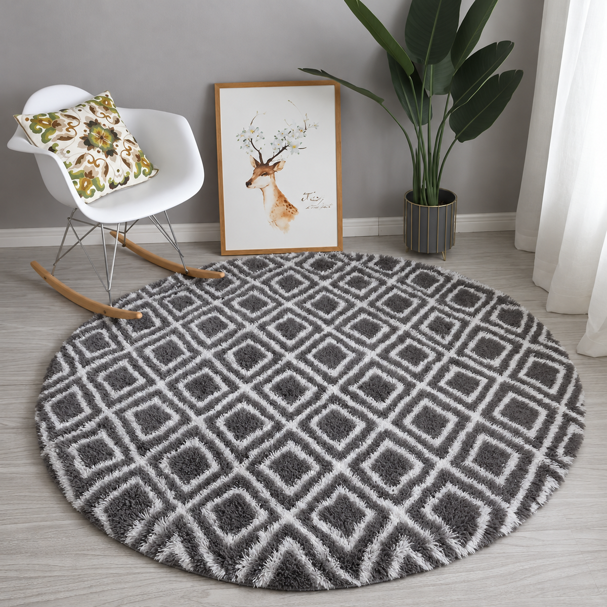Lattice Plush Round Rug