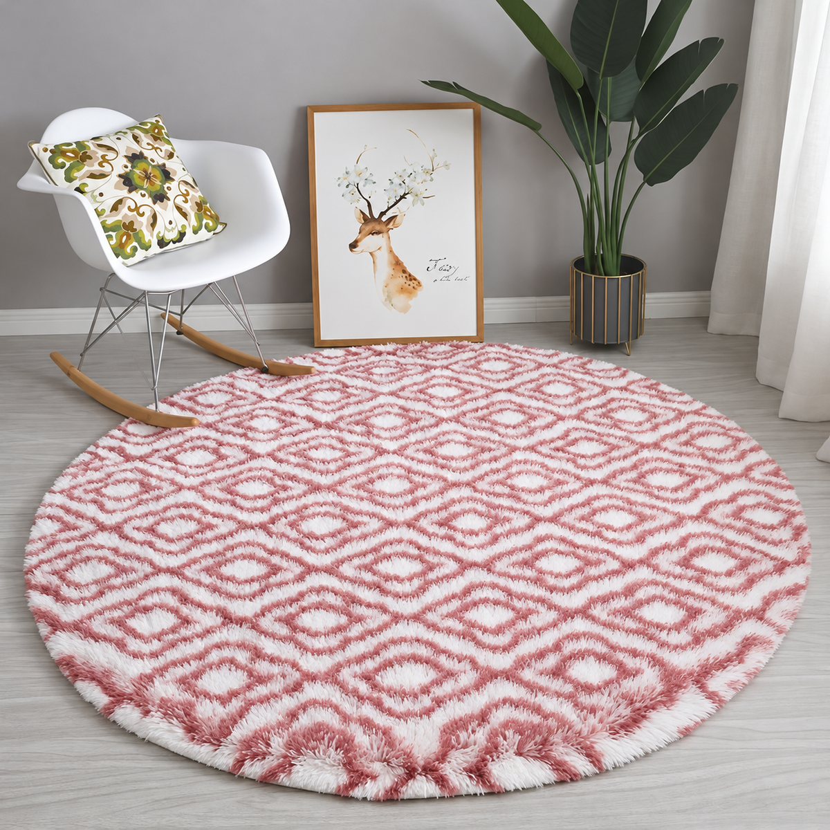 Lattice Plush Round Rug