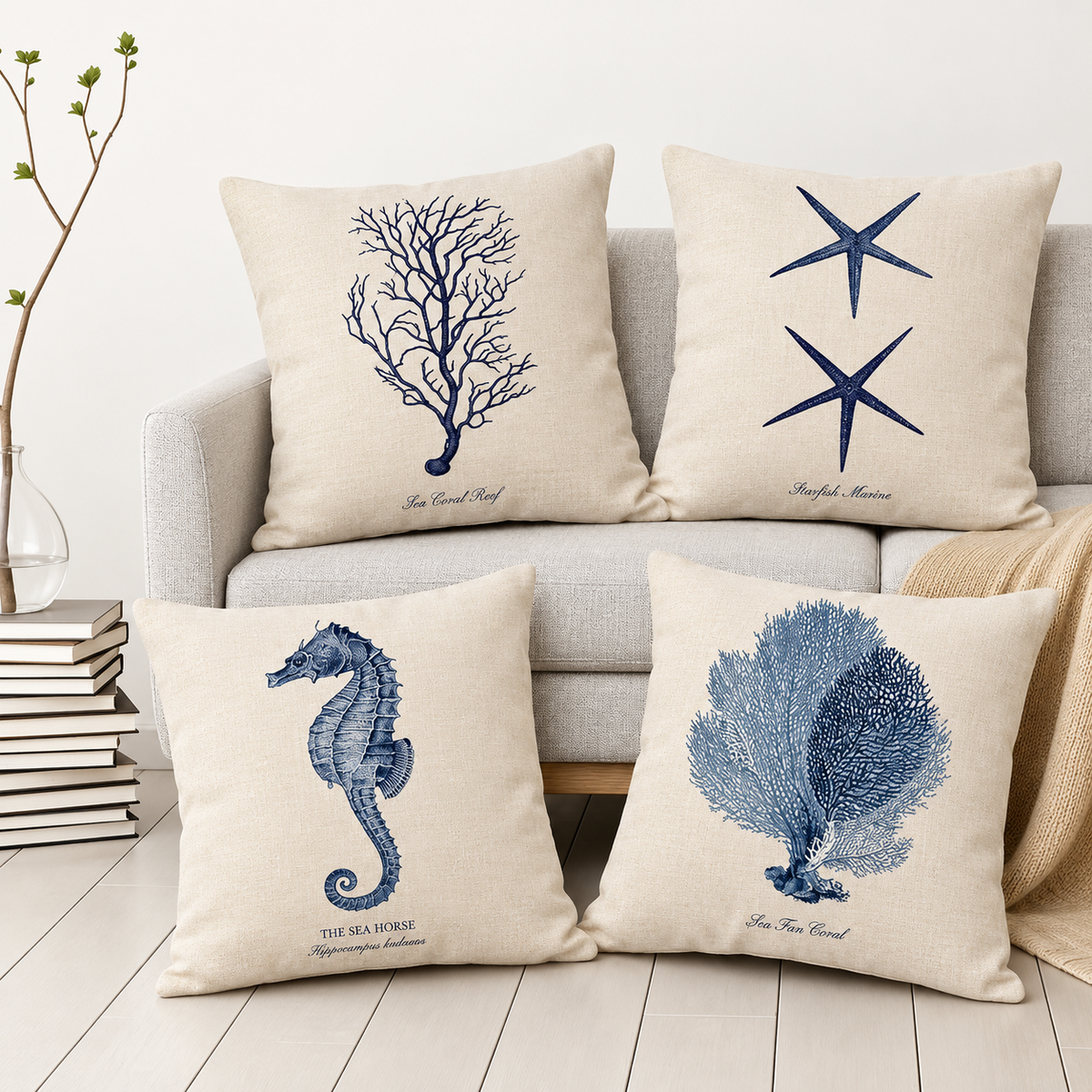 Coastal Sketch Pillow Cover