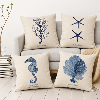Coastal Sketch Pillow Cover